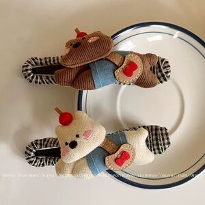 Cute Animal Hair Clips with Denim Accents